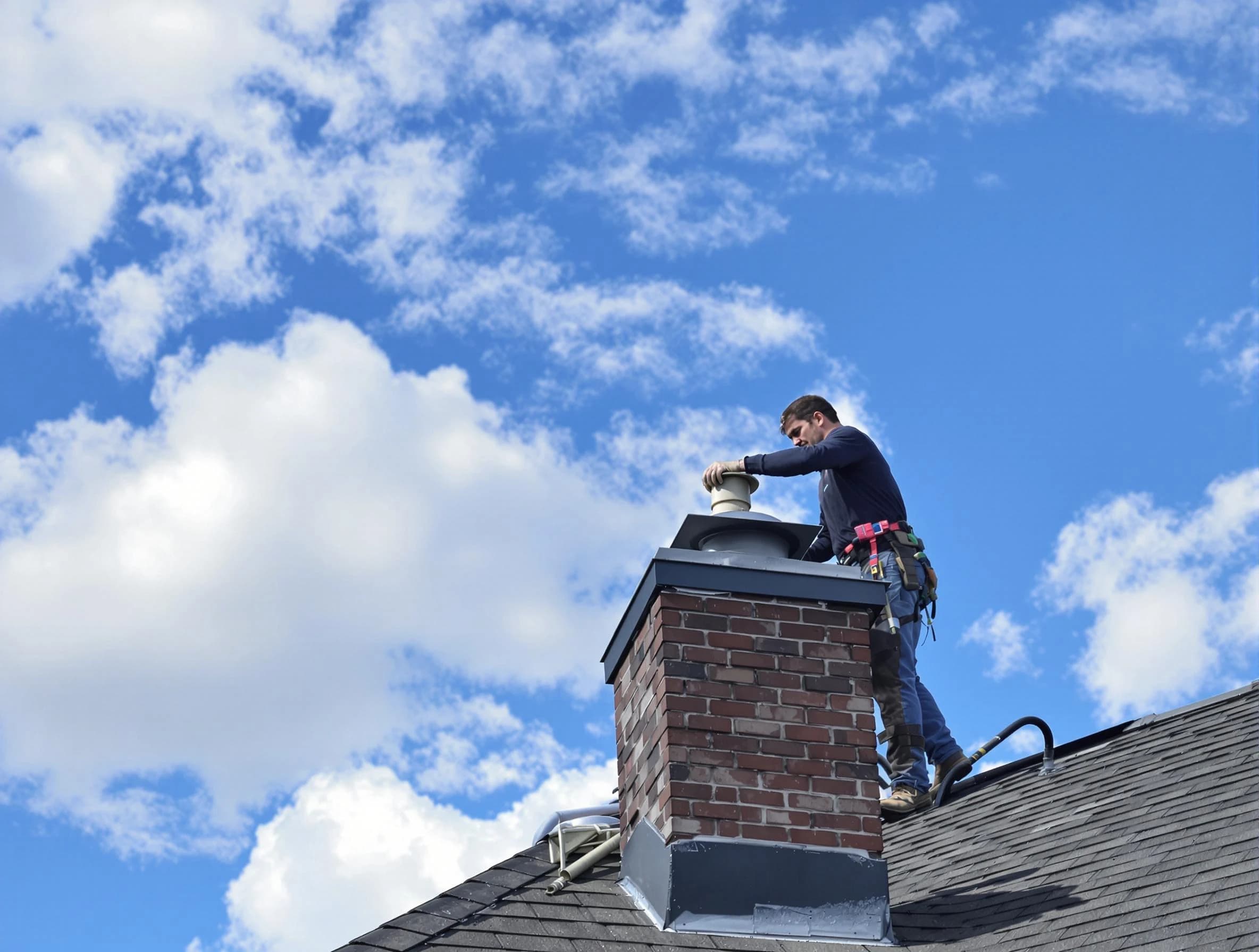 Dracut Chimney Sweep installing a sturdy chimney cap in Dracut, MA