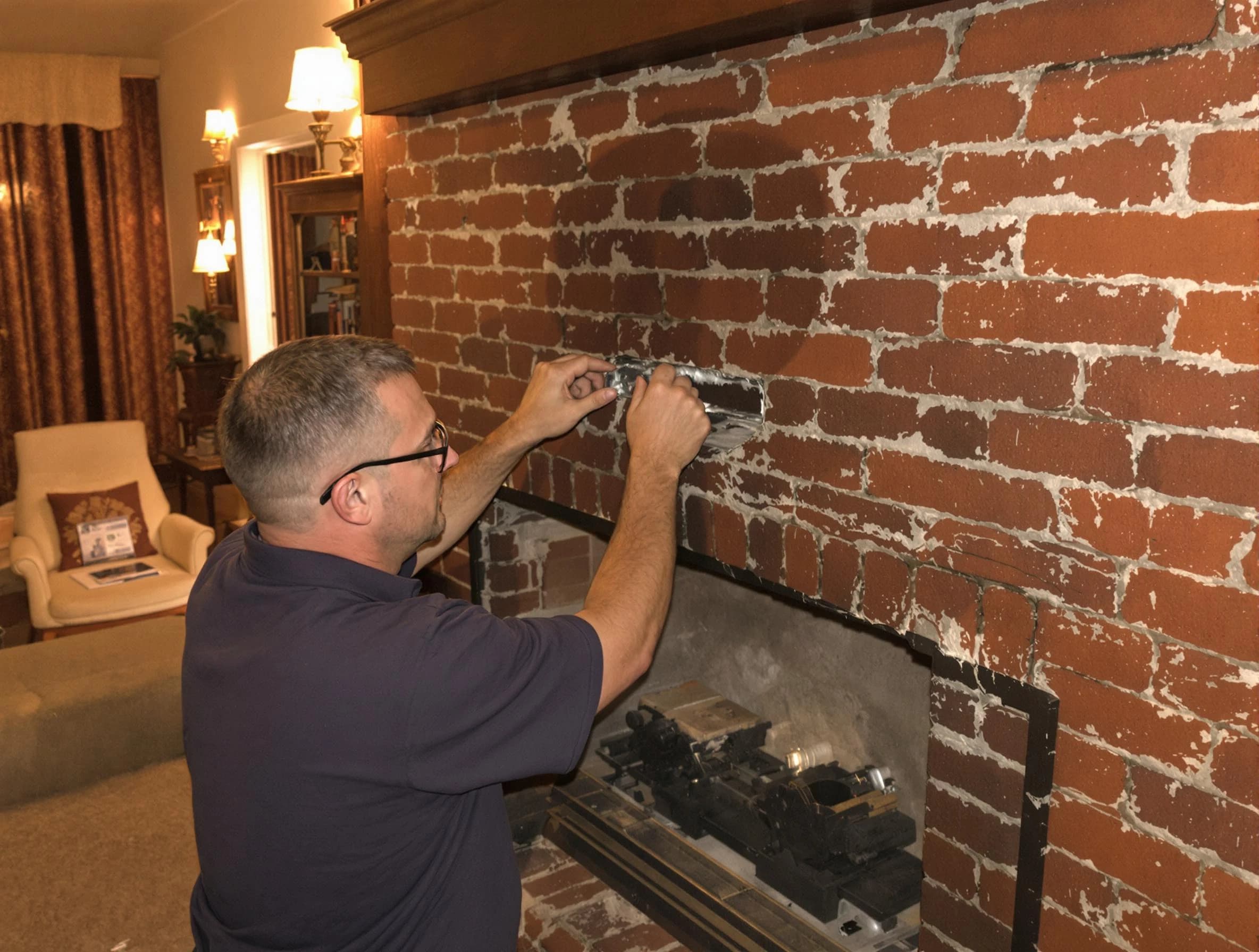 Dracut Chimney Sweep expert fixing a fireplace in Dracut, MA