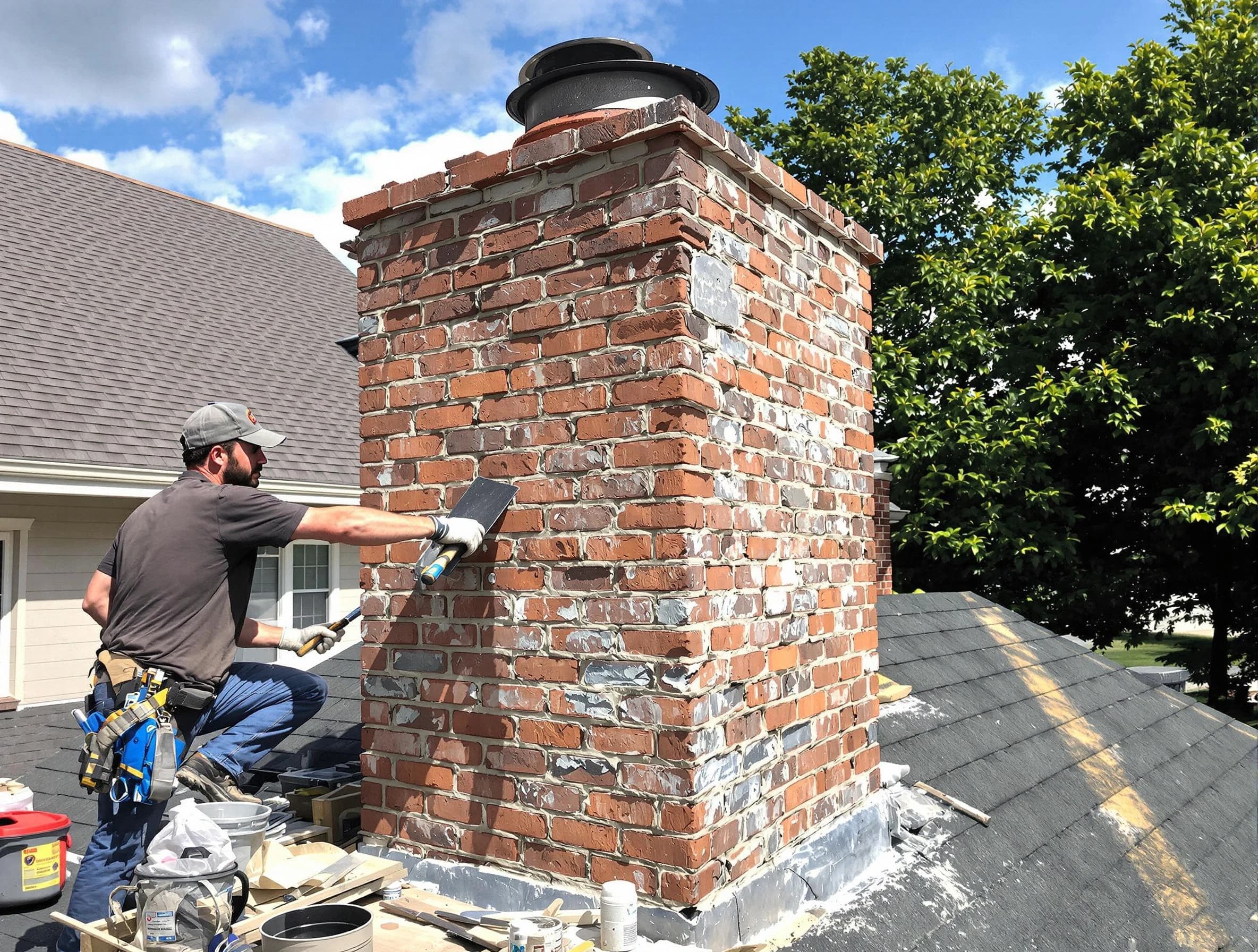 Completed chimney rebuild by Dracut Chimney Sweep in Dracut, MA