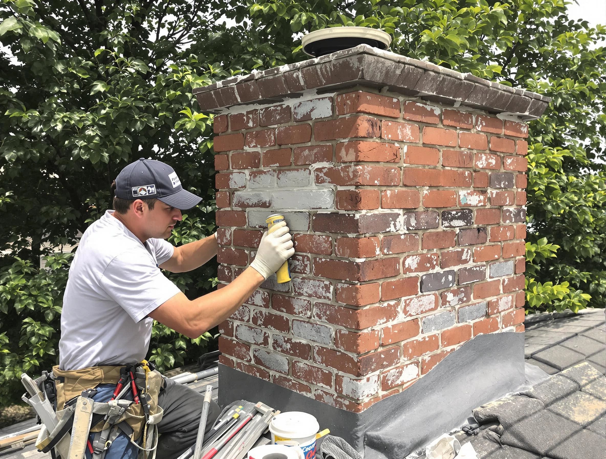 Dracut Chimney Sweep restoring an aging chimney in Dracut, MA