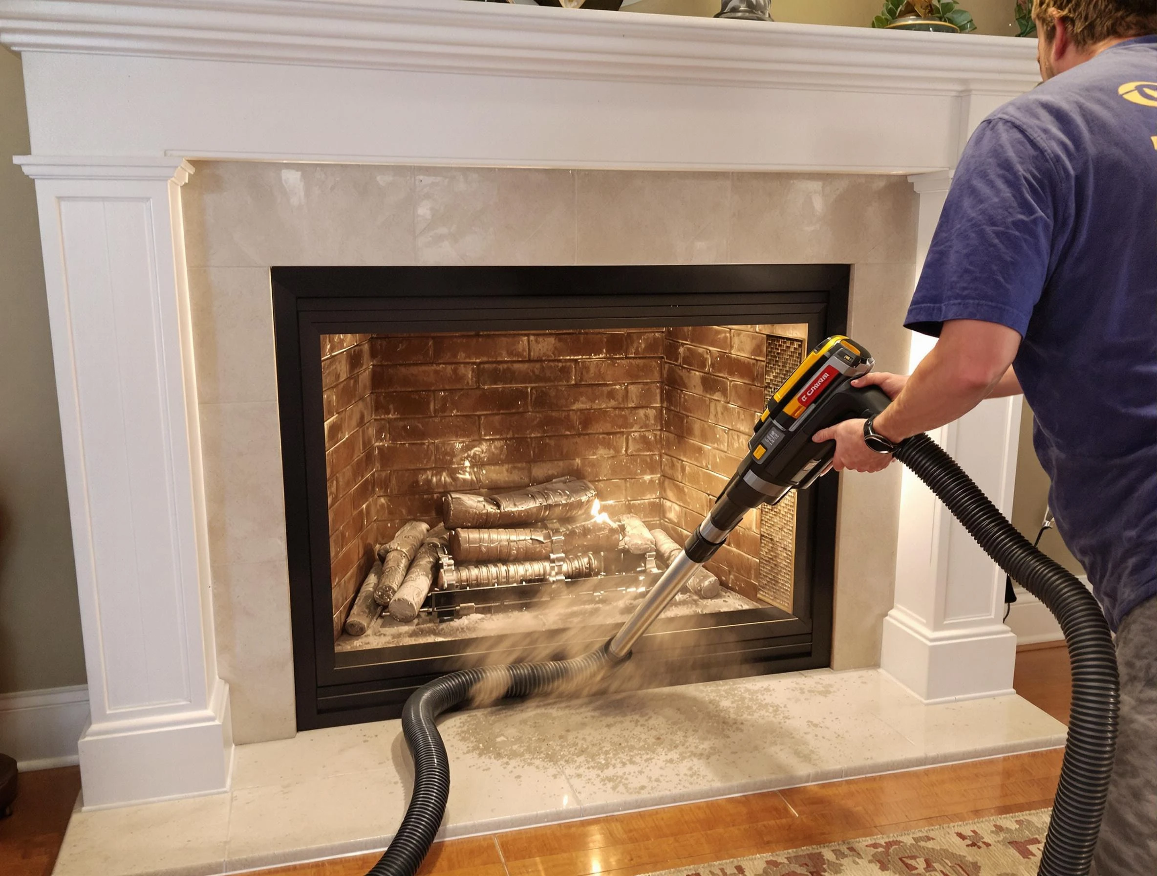 Fireplace cleaning performed by Dracut Chimney Sweep in Dracut, MA