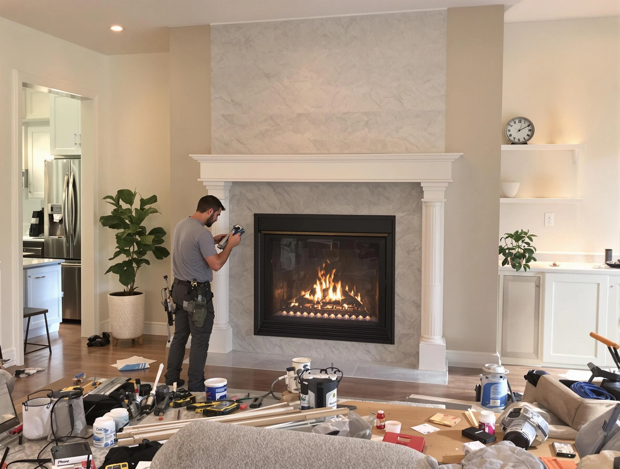 Newly installed fireplace by Dracut Chimney Sweep in Dracut, MA