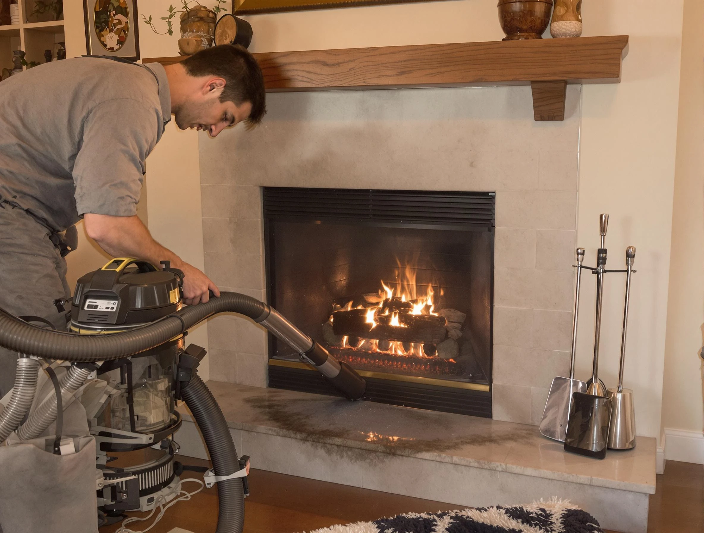 Routine fireplace upkeep by Dracut Chimney Sweep in Dracut, MA